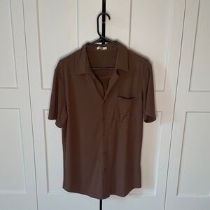 Classic Brown/Rust Button-Down Shirt for Men